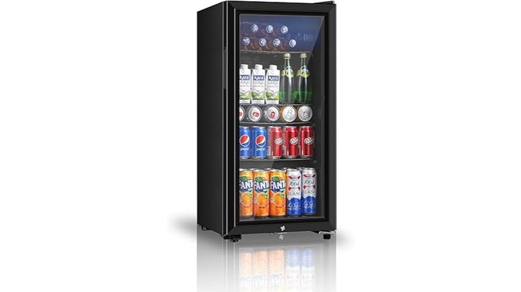 mini fridge with glass